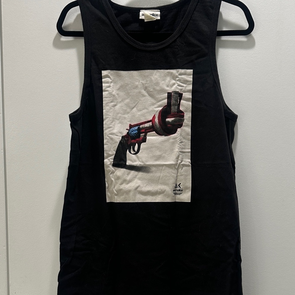 Black Sleeveless Top with Graphic Print